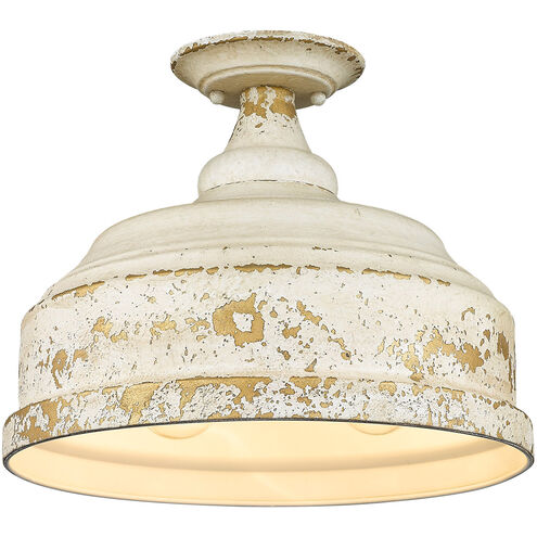 Keating 3 Light 14 inch Antique Ivory Semi-flush Ceiling Light